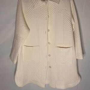Anthropologie Cream Teddy Jacket with Textured Knit